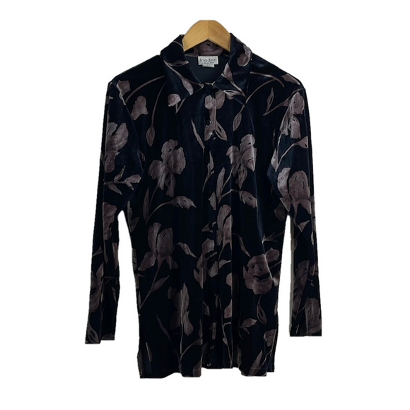 Linda leal jondel velvet top black top long sleeve - Picture 1 of 9